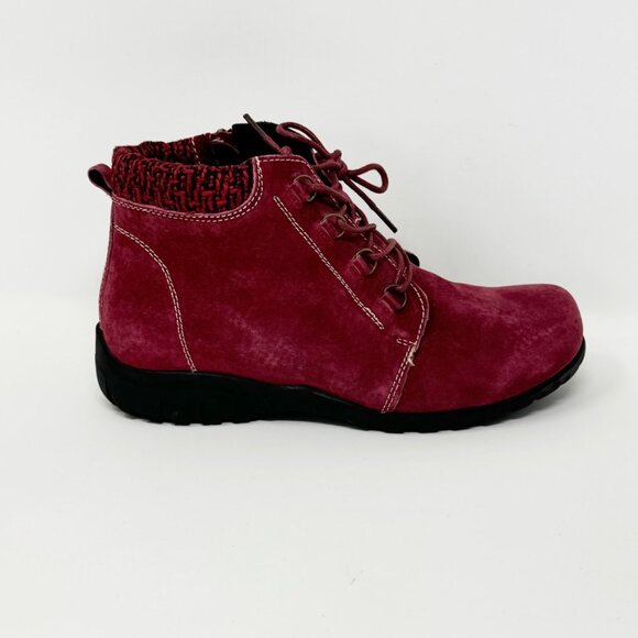 Propet Womens Burgundy Suede Leather Side Zip Snow Booties Size 6 - Picture 2 of 12